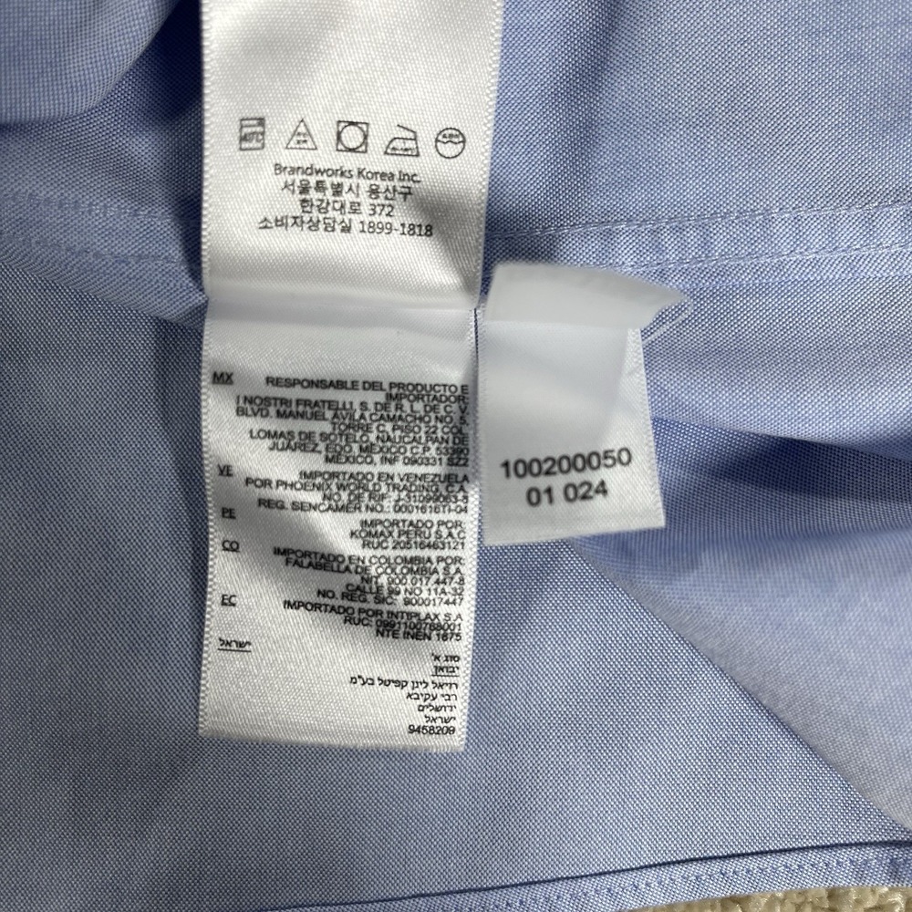 Brooks Brothers Mens Blue Pinpoint Oxford Dress Shirt 17.5-32/33 Slim Fit Office - Picture 8 of 10